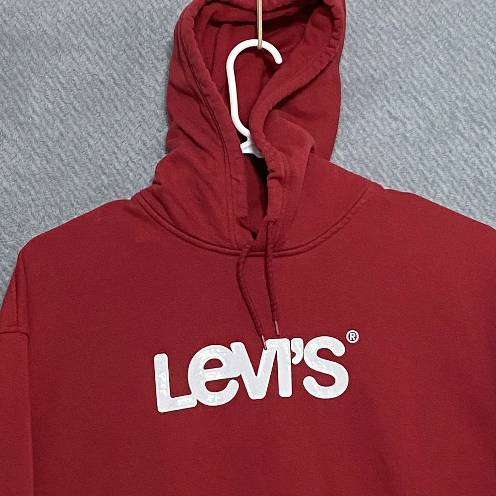 Levi's Sweatshirt Hoodie Mens Sz XL Red Long Sleeve Big Logo